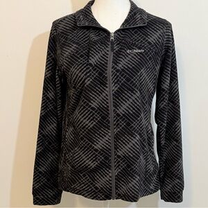 Columbia Black Gray Printed Full Zip Fleece Jacket Women’s L (Fits M)